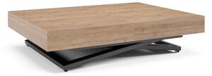 Ławostół SANTI 120x90 to stolik kawowy z regulacją wysokości i stół rozkładany do 200 cm Dąb Davos Truflowy nogi czarne
