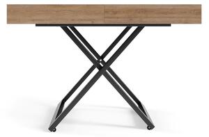 Ławostół SANTI 120x90 to stolik kawowy z regulacją wysokości i stół rozkładany do 200 cm Dąb Davos Truflowy nogi czarne