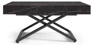 Ławostół SANTI 120x90 rozkładany stół z regulowaną wysokością blatu Grigia Pietra czarny marmur z białymi żyłami