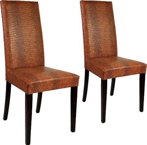 Camelowe krzesła w krokodyli wzór, sztuczna skóra - 2 sztuki
