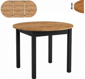 Stół 80/125 cm okrągły rozkładany, blat 3,6 cm, nogi i calgi Drewniane „ Kwadratowe ” I ArtDHome