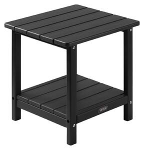 Plastikowy stolik boczny VEVOR, 45x38x44 cm, stolik ogrodowy wykonany z HDPE, stolik balkonowy z 2 półkami, stolik nocny, stolik kawowy, stolik dekoracyjny, odpowiedni na taras, basen, plażę, werandę, ogród, czarny