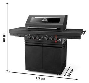 Grill ogrodowy gazowy KOLER Krone S2 Black 21.6 kW 74 x 46 cm