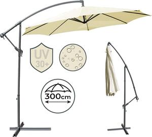 MIADOMODO parasol składany z uchwytem, 300 cm, beżowy