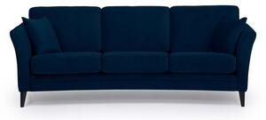 Ciemnoniebieska aksamitna sofa Scandic Eden, 237 cm