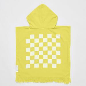 Żółty dziecięcy ręcznik plażowy z kapturem Sunnylife Checkerboard, 3-6 lat