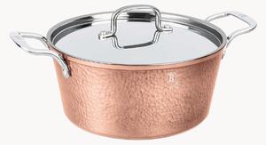 Garnek z powłoką zapobiegającą przywieraniu z miedzi z pokrywką Hammered Copper