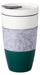 Zielono-biały porcelanowy kubek podróżny Villeroy & Boch Like To Go, 350 ml