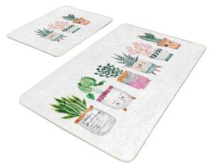 Białe aksamitne dywaniki łazienkowe zestaw 2 szt. 60x100 cm Succulent – Mila Home