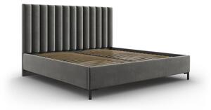 Szare tapicerowane łóżko dwuosobowe ze schowkiem i stelażem 180x200 cm Casey – Mazzini Beds
