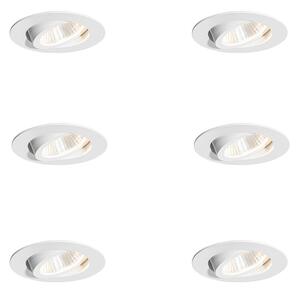 Zestaw 6 reflektorów wpuszczanych białych 6,8 cm z LED 750 lm z możliwością ściemniania IP23 - Gaius Oswietlenie wewnetrzne