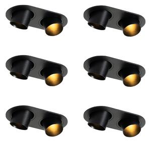 Set van 6 inbouwspots zwart GU10 35mm kantelbaar 2-lichts - Installa Oswietlenie wewnetrzne