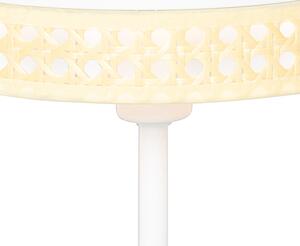 Orientalna lampa stołowa biała z rattanem 20 cm - Magna Rattan Oswietlenie wewnetrzne