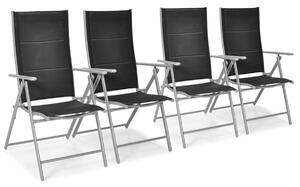 Zestaw krzeseł aluminiowych MODENA x 4 szt. - srebrno-czarne