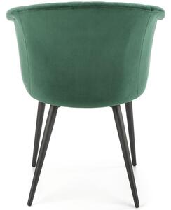 Tapicerowane krzesło pikowane K421 z podłokietnikami - ciemnozielone
