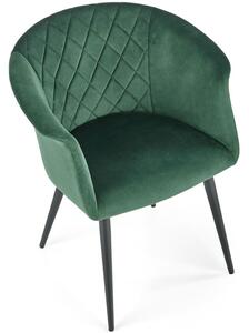 Tapicerowane krzesło pikowane K421 z podłokietnikami - ciemnozielone