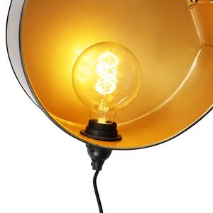Industrialny Kinkiet / Lampa scienna czarny ze złotym okrągłym - Comb Oswietlenie wewnetrzne