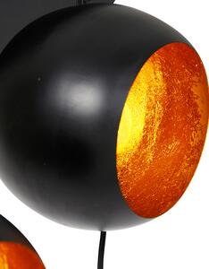 Lampa wisząca czarna ze złotym wnętrzem 7-punktowa - Crooked Cluster Oswietlenie wewnetrzne