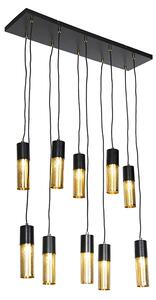 Industrialna lampa wisząca czarna ze złotymi 10-punktami - Raspi Oswietlenie wewnetrzne