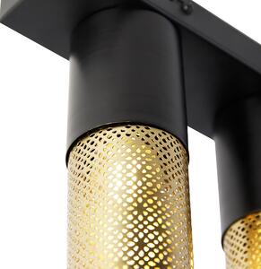 Industrialna lampa sufitowa czarna ze złotymi 2 punktami - Raspi Oswietlenie wewnetrzne