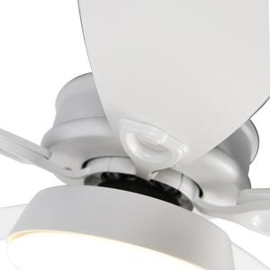 Designerski wentylator sufitowy biały z diodą LED z pilotem - Malaki Oswietlenie wewnetrzne