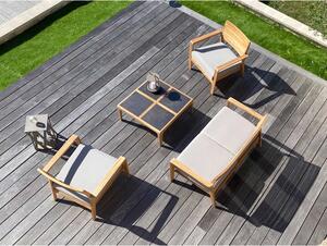 Szary zestaw wypoczynkowych mebli ogrodowych z drewna tekowego dla 4 osób Aquariva − Ezeis