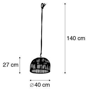 Zewnetrzna Zewnętrzna lampa wisząca bambusowa IP44 ze ściemniaczem LED RGB - Maurice Oswietlenie zewnetrzne
