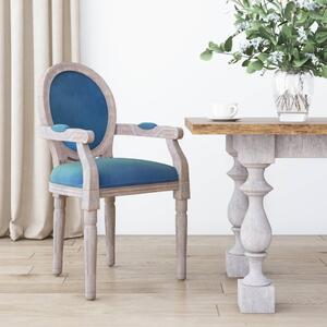 Krzesło stołowe, niebieskie, 54x56x96,5 cm, obite aksamitem