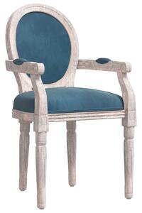 Krzesło stołowe, niebieskie, 54x56x96,5 cm, obite aksamitem