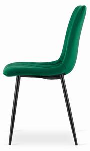 Zielone aksamitne krzesło LAVA z czarnymi nogami
