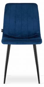 Niebieskie aksamitne krzesło LAVA z czarnymi nogami