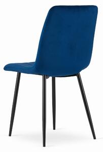 Niebieskie aksamitne krzesło LAVA z czarnymi nogami