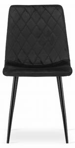 Czarne aksamitne krzesło TURIN z czarnymi nogami