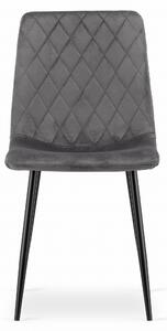 Ciemnoszare aksamitne krzesło TURIN z czarnymi nogami