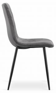 Ciemnoszare aksamitne krzesło TURIN z czarnymi nogami