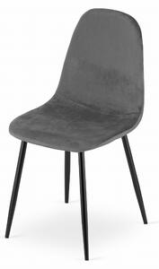 Ciemnoszare aksamitne krzesło COMO z czarnymi nogami