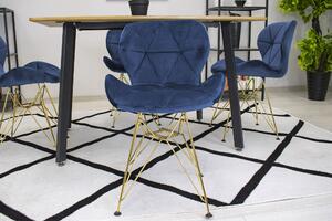 EMWOmeble Granatowe krzesło tapicerowane NEST 3618 welur nogi złote / 4 sztuki