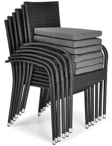 Duży zestaw mebli ogrodowych 10- osobowy MODENA 205x100 + krzesła MALAGA - czarny