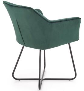 Krzesło fotelowe z podłokietnikami loft K377 - ciemny zielony