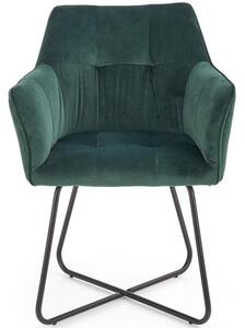 Krzesło fotelowe z podłokietnikami loft K377 - ciemny zielony