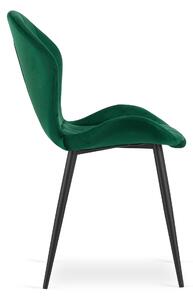 Zielone aksamitne krzesło TERNI z czarnymi nogami