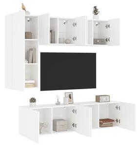 5-częściowy zestaw mebli TV, biały, materiał drewnopochodny