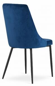 Niebieskie aksamitne krzesło do jadalni IMOLA