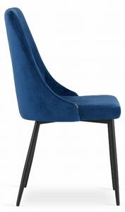 Niebieskie aksamitne krzesło do jadalni IMOLA