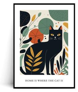 Plakat HOME IS WHERE THE CAT IS personalizowany