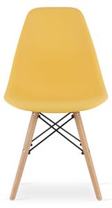 EMWOmeble Musztardowe krzesło skandynawskie OSAKA 3606 nogi naturalne / 4 sztuki