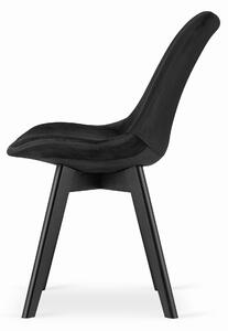 EMWOmeble Krzesło tapicerowane czarne NORI 3397 welur, nogi czarne / 4 sztuki