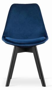 EMWOmeble Krzesło tapicerowane niebieskie NORI 3489 welur, nogi czarne / 4 sztuki