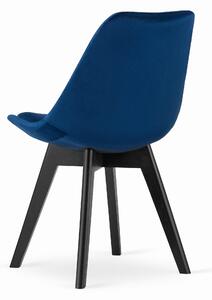 EMWOmeble Krzesło tapicerowane niebieskie NORI 3489 welur, nogi czarne / 4 sztuki