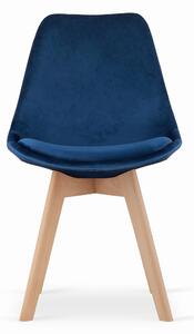 Niebieskie krzesło DAREN NORI VELVET z bukowymi nogami